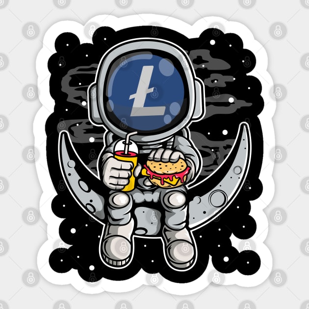 Astronaut Fastfood Litecoin Lite Coin LTC To The Moon Crypto Token Cryptocurrency Wallet Birthday Gift For Men Women Kids Sticker by Thingking About